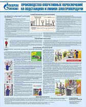 Стенд Производство оперативных переключений на подстанциях и линиях электропередачи, плакат, логотип, голубой фон. (800х1 000; Пластик ПВХ 4 мм; Алюминиевый профиль)